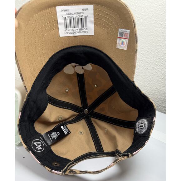 Clemson Tigers '47 Khaki Pink Leopard Paw Print Hat Cap Bagheera Clean Up - Picture 5 of 5